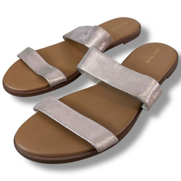 Cole Haan Womens Pink Rose Gold Double Strap Leather Slide Sandals Size 11 - Picture 3 of 10